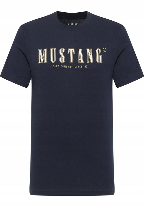 Tricou Barbati, Mustang, Austin, Regular Fit, Maneca Scurta, Decolteu Rotund, Cu Logo, Bumbac, Design Clasic, M INTL, Albastru