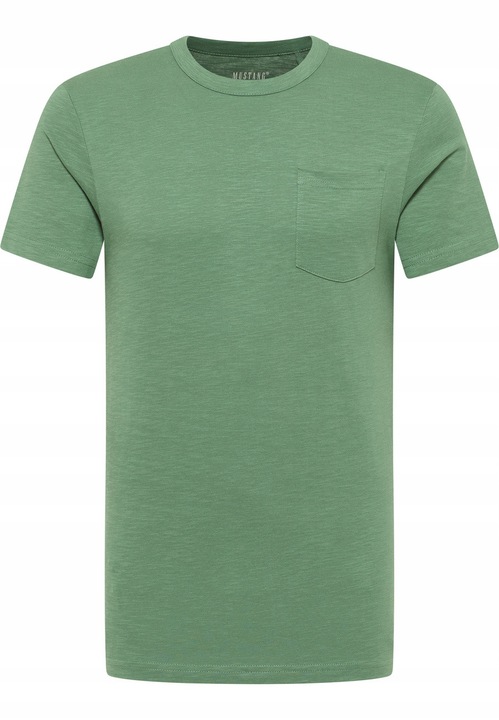 Tricou Barbati, Mustang, Amado, Regular Fit, Maneca Scurta, Decolteu Rotund, Cu Logo, Bumbac, Design Clasic, M INTL, Verde