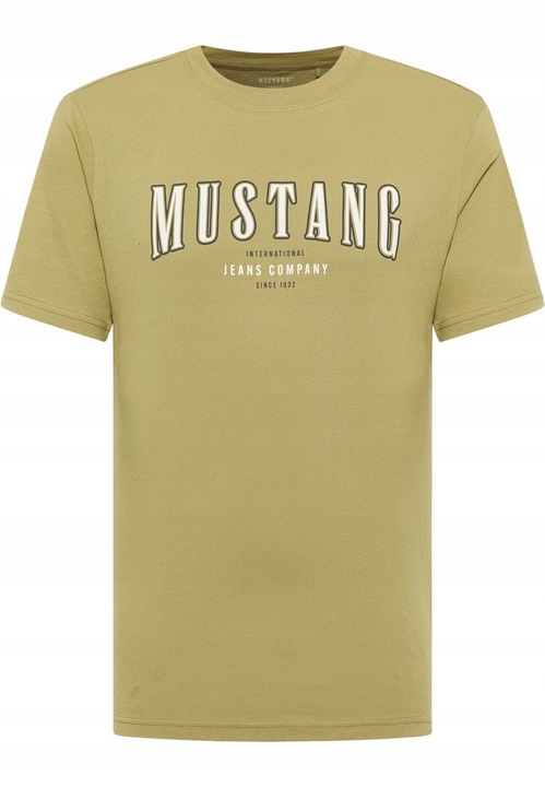 Tricou Barbati, Mustang, Style Austin, Regular Fit, Maneca Scurta, Decolteu Rotund, Cu Logo, Bumbac, Design Clasic, Verde, M