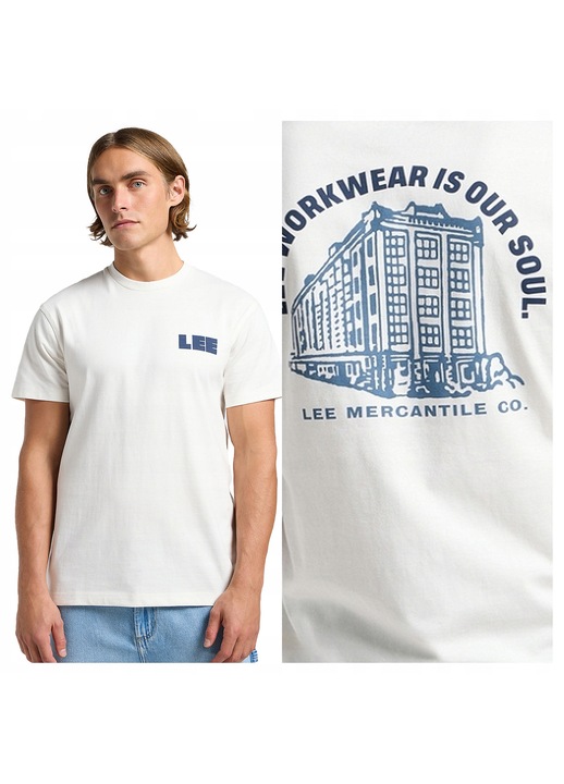 Мъжка тениска, Lee, Graphic Tee, Стандартна кройка, Къс ръкав, Кръгло деколте, С лого, Памук, Класически дизайн, Екрю