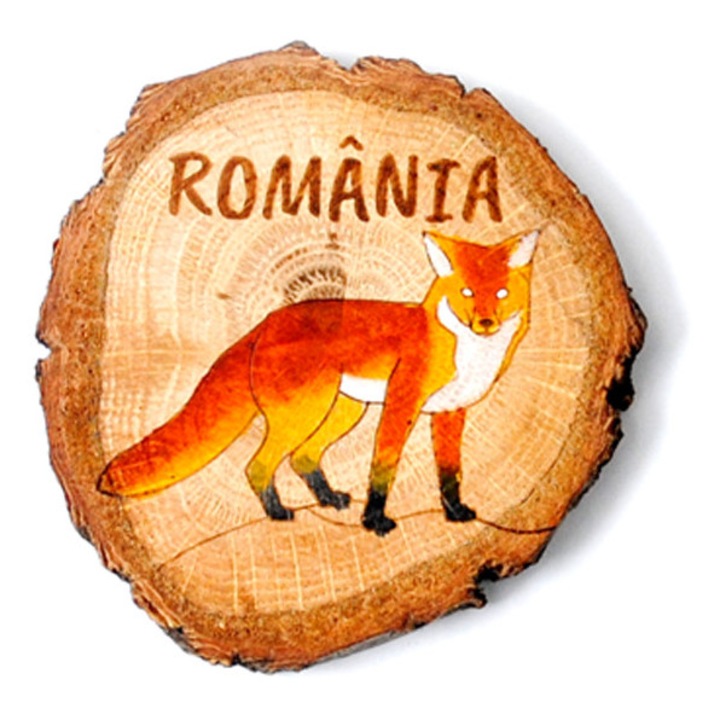 Magnet suvenir din lemn, vulpe, 5 buc/set