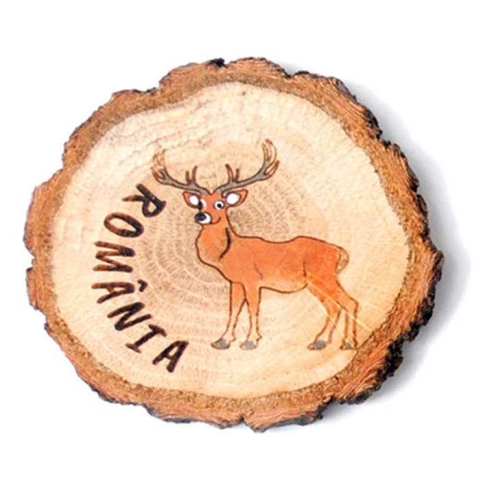 Magnet suvenir din lemn, cerb, 5 buc/set