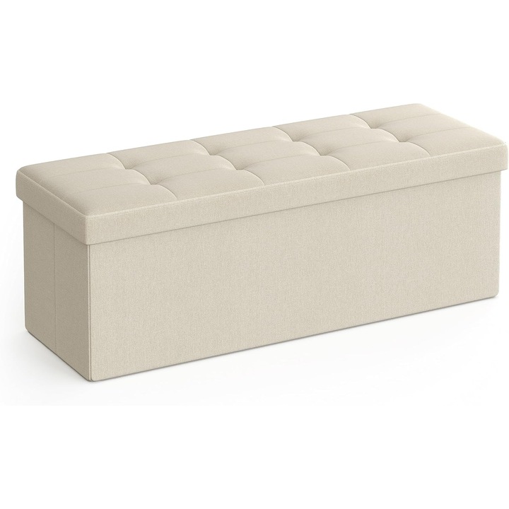 Banca hol cu depozitare tip cufar Stephen, Bej, 110x38x38 cm