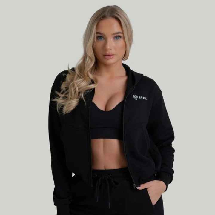 Hanorac pentru femei ZOA Zip-Up - GymBeam, Negru