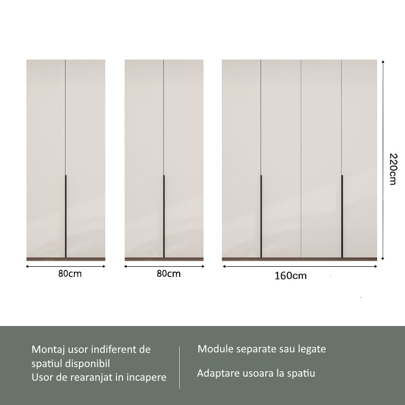 Dulap Lara Mondo 8 Usi Stejar / Gold L320 x H220 x A50 cm Soft