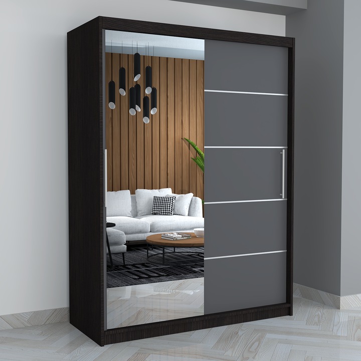 Dressing Smart Wenge/gri 150x200x60 cu Usi Glisante