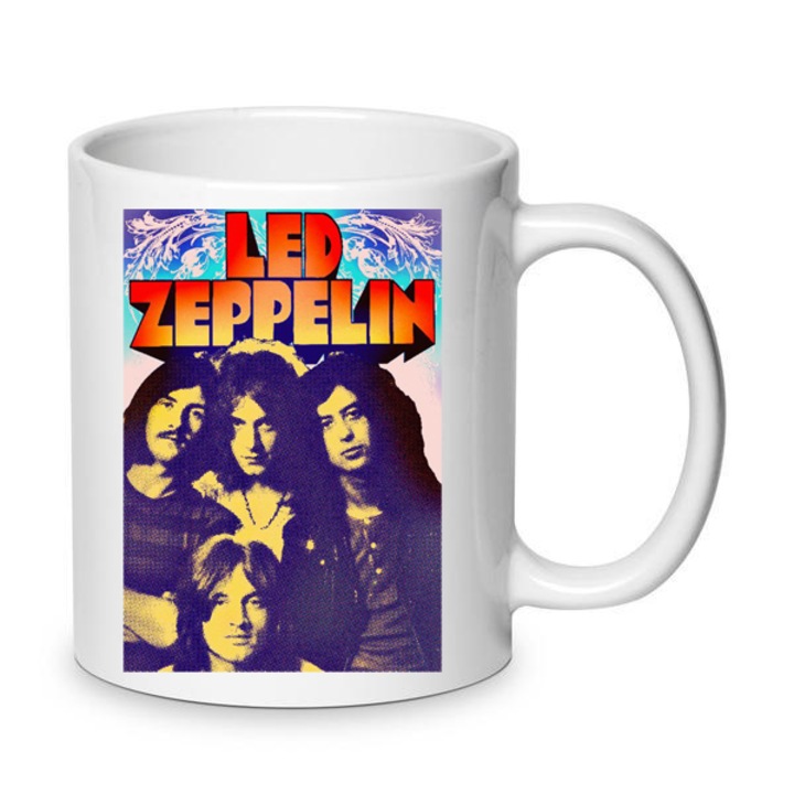 Cana ceramica premium Led Zeppelin 330ml Nr.3 – Finisaj alb lucios, lavabila in masina de spalat vase, imprimare prin sublimare de inalta calitate, cadou pentru fanii rock-ului clasic