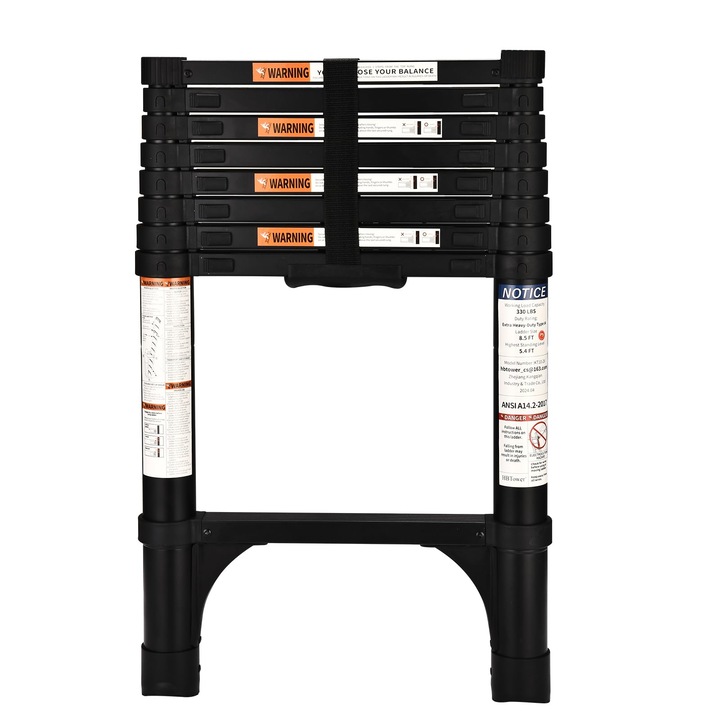 Scara telescopica aluminiu HBTower, 3.2 m, pliabila, usoara, culoare argintiu