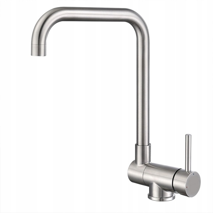 Baterie de bucatarie extractibila, ANW HOME, 340 mm, Otel inoxidabil Inox, Finisaj periat elegant, Argintiu, Set Complet Baterie, Fixare, Furtunuri 60cm, Pipa pivotanta 360 grade, Raza de actiune 205mm, Ergonomie maxima, Montaj usor