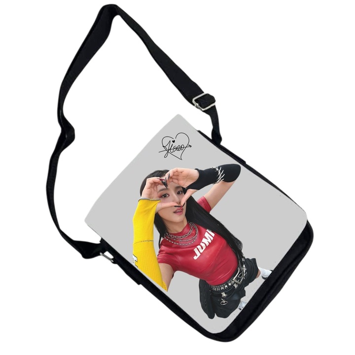 Geanta personalizata blackpink jisoo jump kpop, negru, 18x20x6 cm