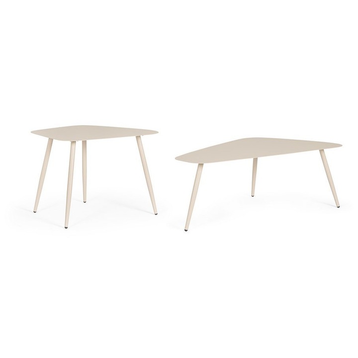 Set 2 masute cafea otel champagne Yvonne 54.5x52.5x45h; 96x55x35h