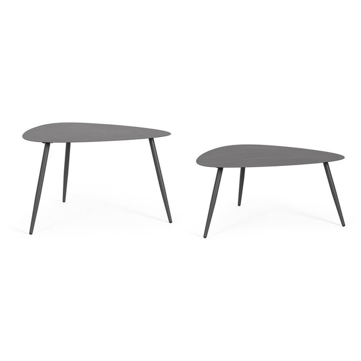 Set 2 masute cafea otel gri antracit Yvonne 77.5x73.5x35h; 77.5x73.5x45h