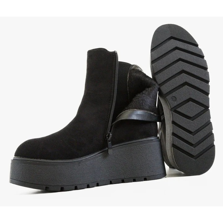 Ghete dama dEpurtat.ro Dely, piele intoarsa, negre, 38 EU