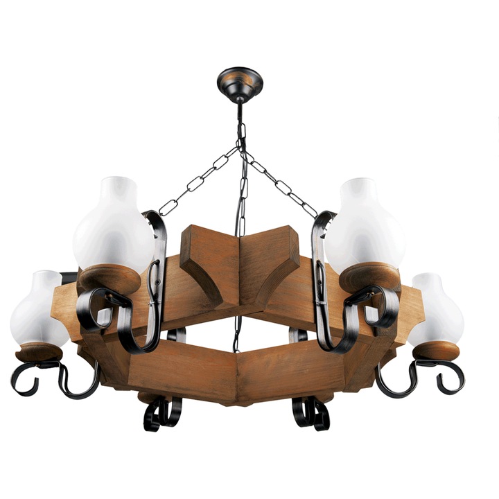 Полилей ErSte Davos Antique 6xE14 40W Бяло стъкло IP20