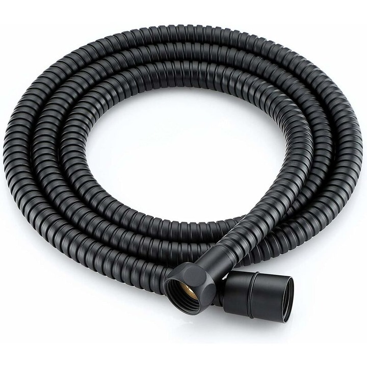 Furtun de dus flexibil din otel inoxidabil - Anti-rasucire - Lungime 1,5 m - Pentru dus de mana, dus fix - Negru