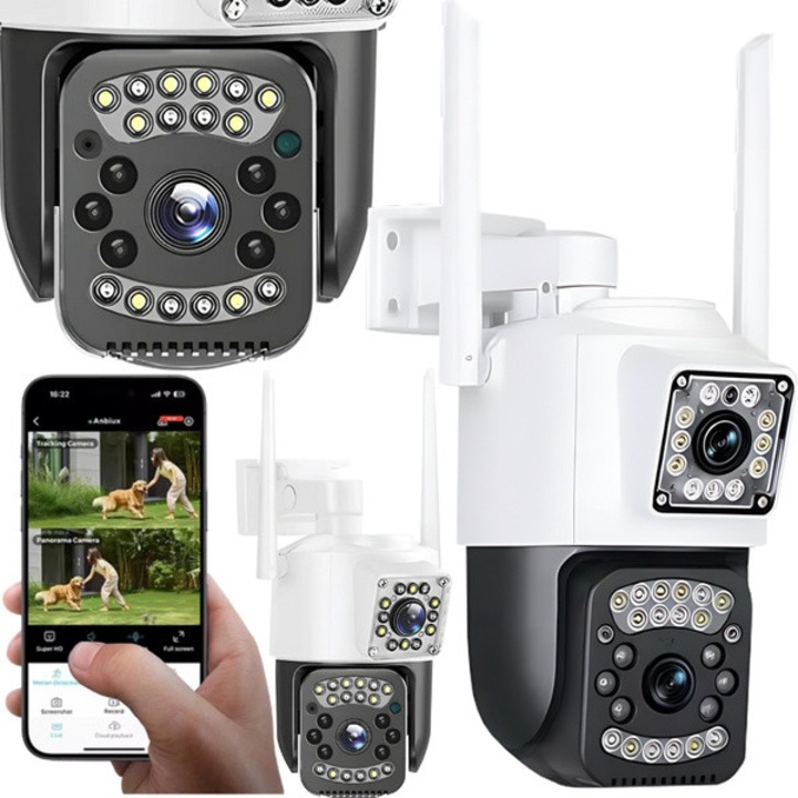 Camera supraveghere exterior dual lens WiFi 4G, rotativa, detectie miscare, vedere nocturna, IP, Alb