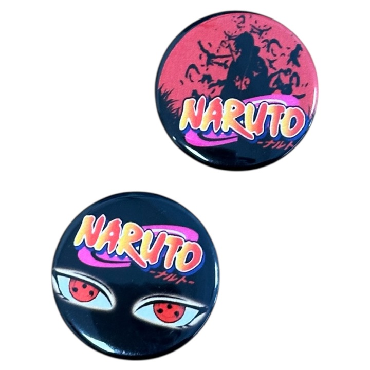Комплект от 2 значки Наруто Шипуден аниме, многоцветни