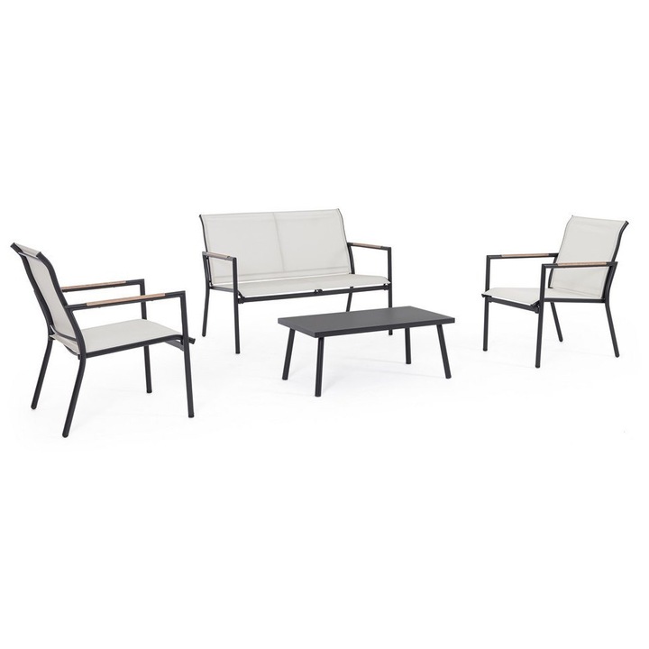 Set mobilier gradina otel textilen Marsala 87.5x46.5x34.5 cm, 57x74.5x82.5 cm, 117.5x74.5x82.5 cm