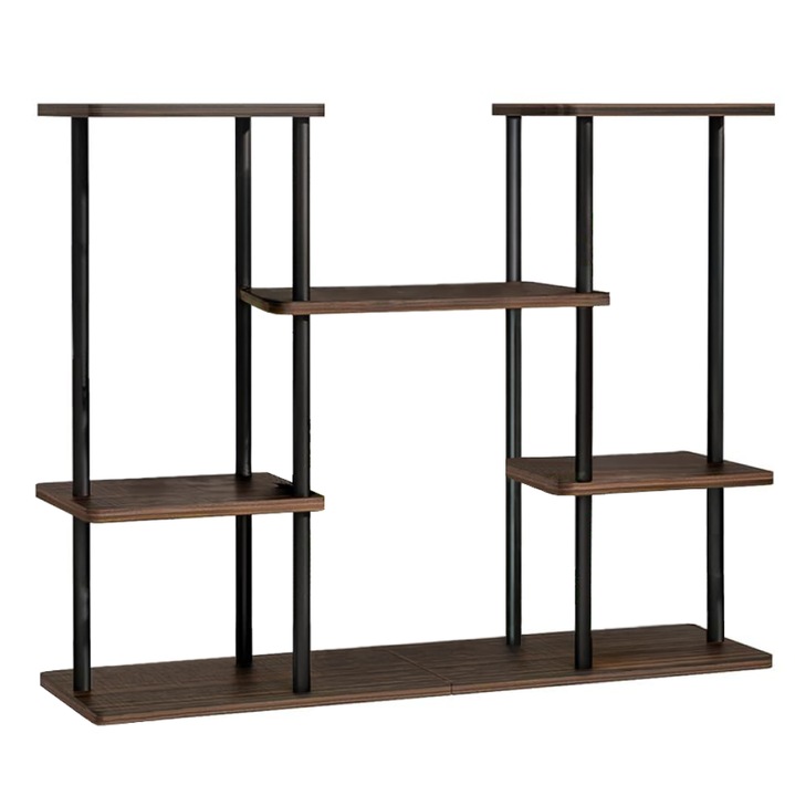 Suport flori fier negru lemn maro Leder 80x24x65, 5 cm