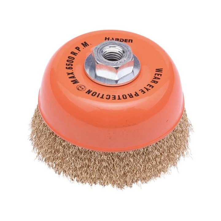 Perie de Sarma, Profesional, Harden, Diametru 75 mm, Prindere M10 x 1.5, Diametru Sarma 0.3 mm