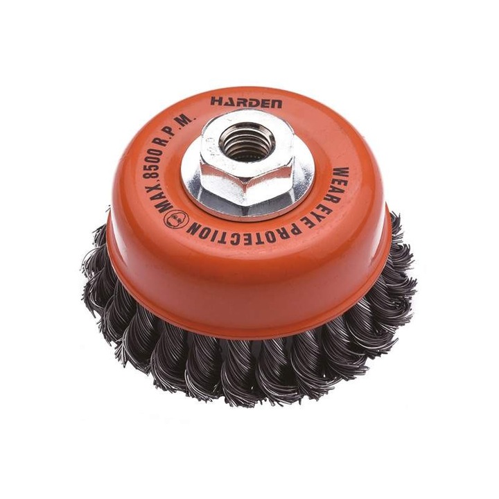 Perie de Sarma Rasucita, Harden, Diametru 75 mm, Prindere M10 x 1.5, Diametru Sarma 0.5 mm