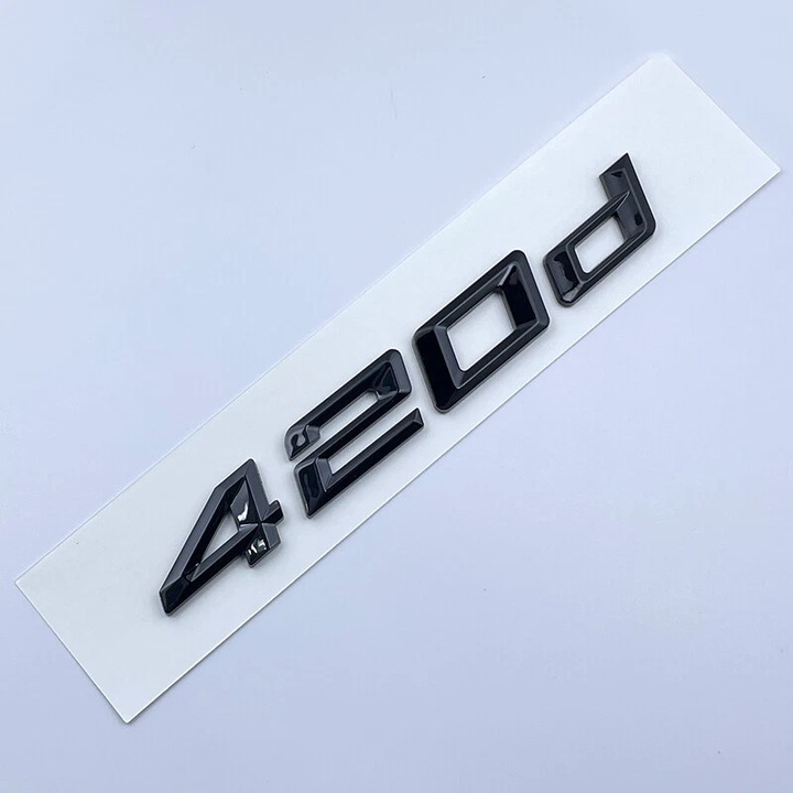 Emblema Sigla Logo 420d pentru BMW portbagaj auto-adeziv, Negru Lucios