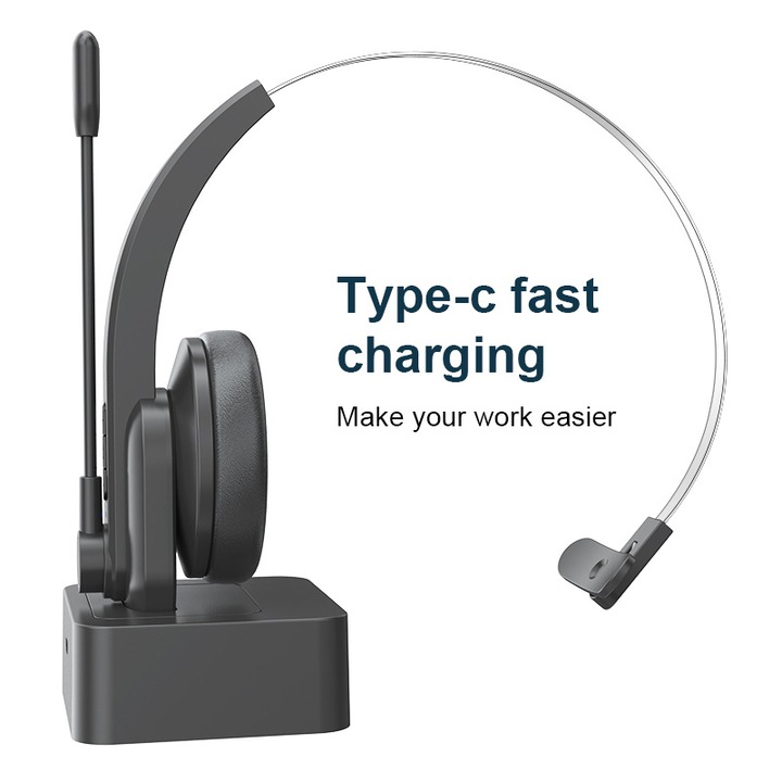 Vezeték nélküli call center headset, OY631 modell, zajszűrős, fekete, 180g