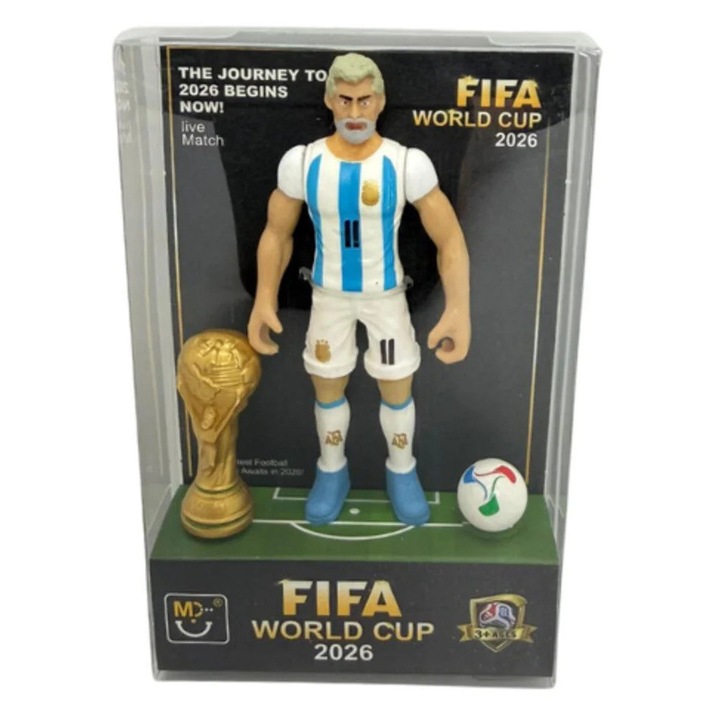 Figurina Fotbal World Cup 2026, 10 cm – Jucarie Fotbalist cu Trofeu si Minge, Figurina Colectie