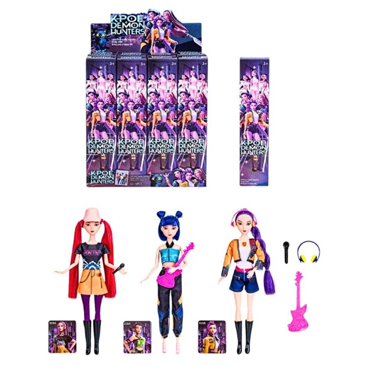 Papusa Surpriza K-POP Demon Hunters, 30 cm, Model Aleator, cu Accesorii, Jucarie pentru Fete