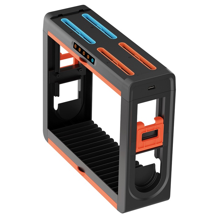 Incarcator multifunctional, compatibil cu Switch/Switch 2, 14 sloturi pentru carduri, 16 sloturi pentru cartuse de jocuri, portabil, negru