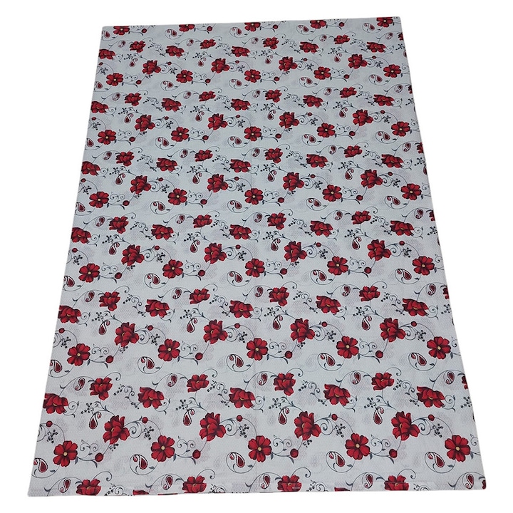 Husa pilota 135x200 cm, M004_Alb flori Rosii, 1 Persoana, Albatex Home