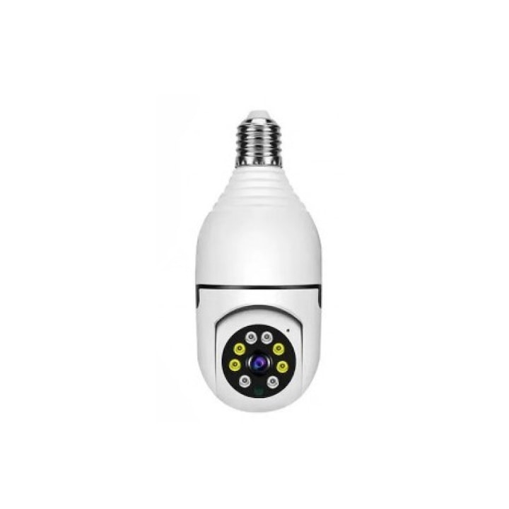 Cameră tip bec PTZ 360 WiFi E27 2MP, vedere nocturnă, 1080P, rotire 0-360
