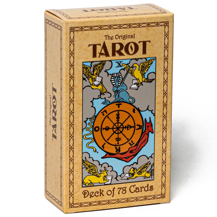 Set 78 Carti de Tarot pentru Incepatori si Profesionisti, Excitat®, 7 x 12cm, Ghid Interpretare Detaliat, Meditatie si Vindecare Emotionala, GOLD TAROT de aur