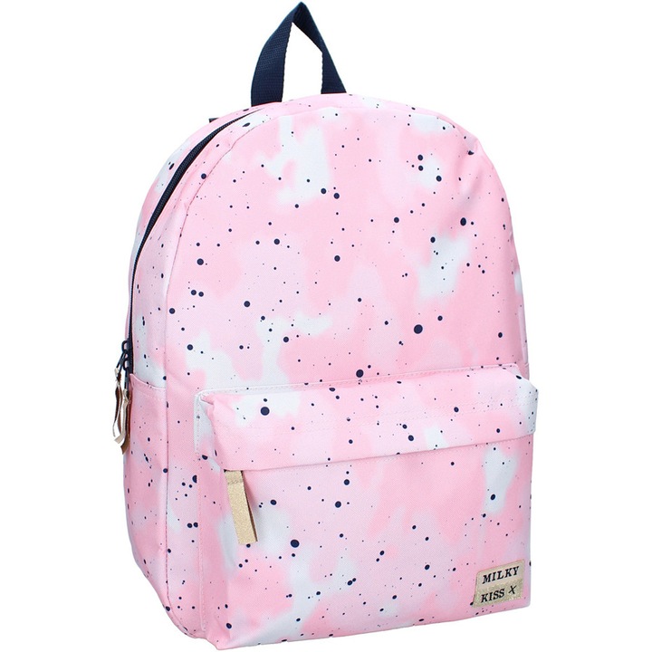 Ghiozdan roz pentru fete Vadobag Milky Kiss Bold Style, 39x29x12cm, compartiment spatios, bretele ajustabile