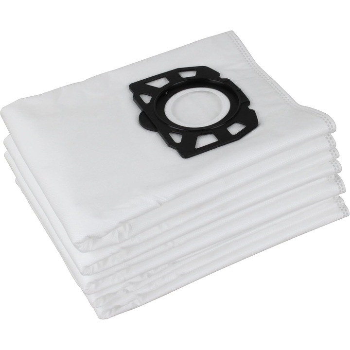 Set 10 saci de praf Omelivon compatibili cu aspiratoare Karcher WD4, WD5, WD6, MV4, MV5, MV6, negru/alb