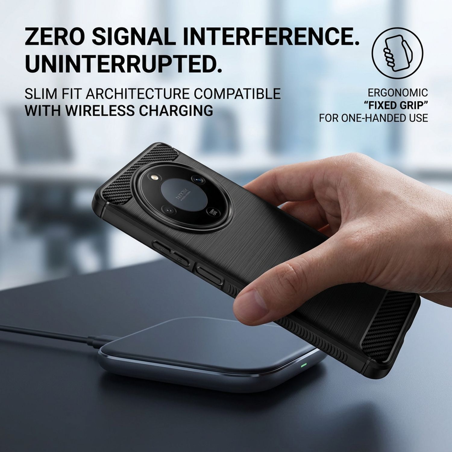 Husa de protectie pentru Honor Magic 8 Lite, Model Fibra de Carbon, Antisoc, Slim Fit, Material Silicon TPU Flexibil, Spate Mat Anti-Amprenta, Margini Ridicate Protectie Camera, Culoare Negru