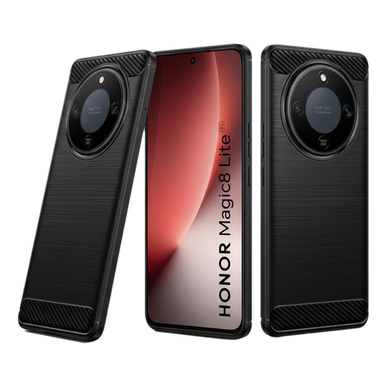 Husa de protectie pentru Honor Magic 8 Lite, Model Fibra de Carbon, Antisoc, Slim Fit, Material Silicon TPU Flexibil, Spate Mat Anti-Amprenta, Margini Ridicate Protectie Camera, Culoare Negru