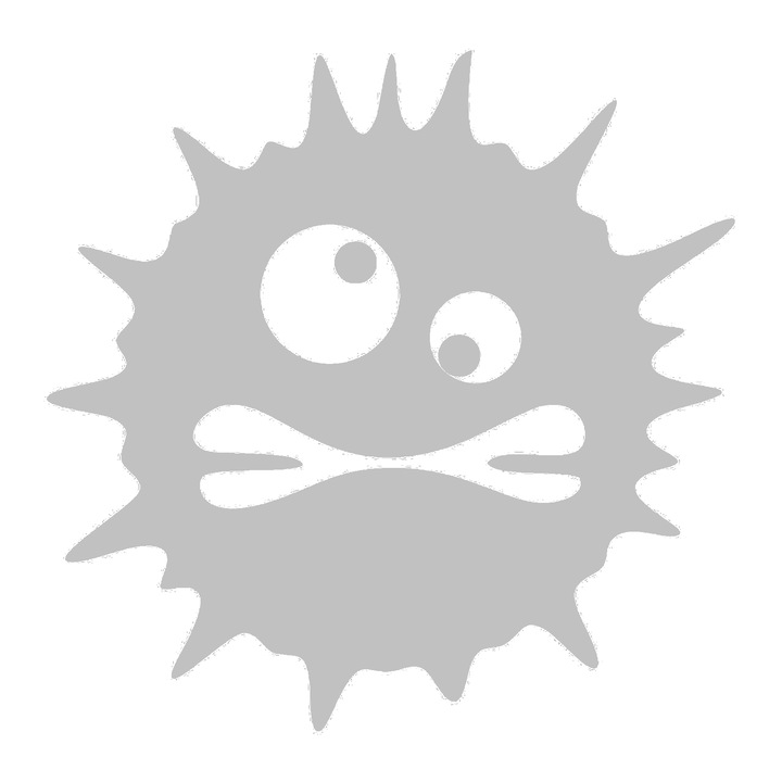 Sticker rezistent, moaca strivita, monstru, 16cm, gri