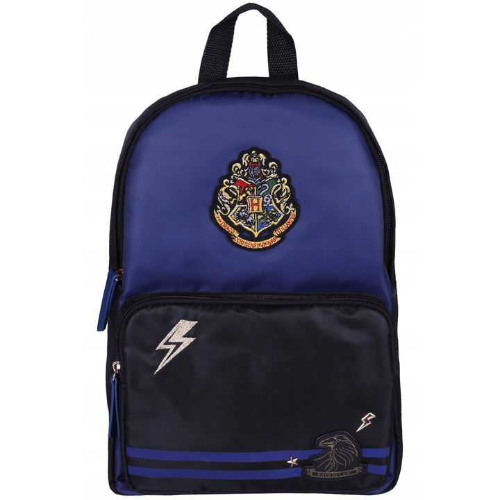 Rucsac Harry Potter Ravenclaw, negru-bleumarin, dimensiuni 35x24x9cm, bretele reglabile, cu emblema Hogwarts