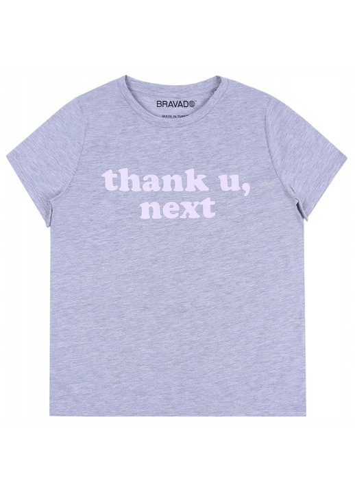 Tricou Dama, sarcia.eu, Gri cu Imprimeu 'Thank u, next', Bumbac, M INTL