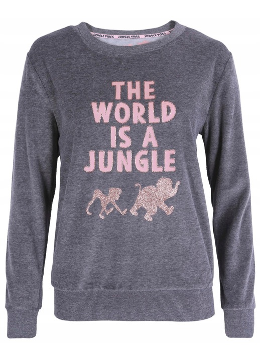 Bluza casual print Cartea Junglei, sarcia.eu, imprimeu Baloo, Mowgli, Bagheera, gri, bumbac/poliester, 2XS INTL