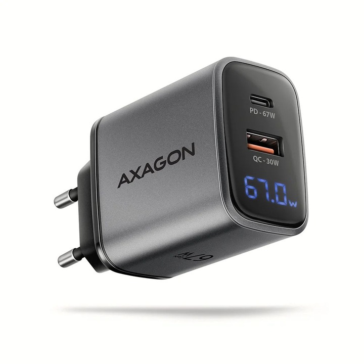 Incarcator telefon AXAGON ACU-PQ67D 67W, 2xUSB, negru
