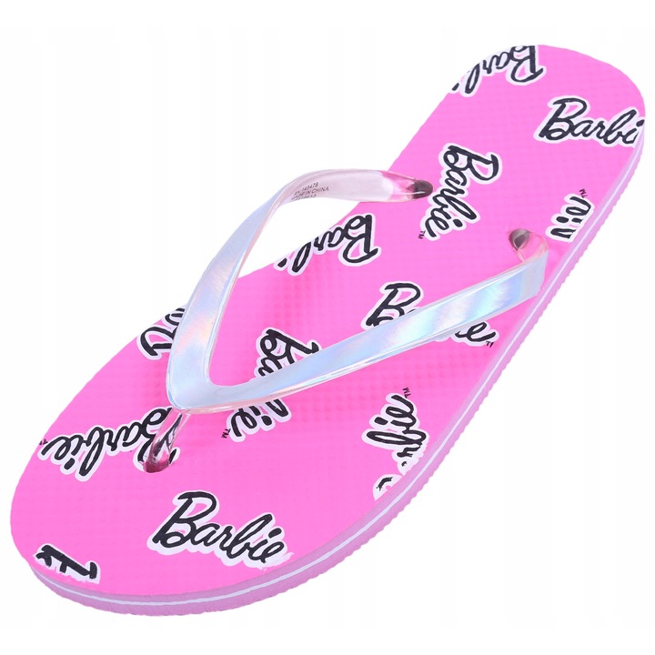 Slapi, model Barbie, roz, spuma 1.5cm, bretele silicon argintii, 38-39 EU