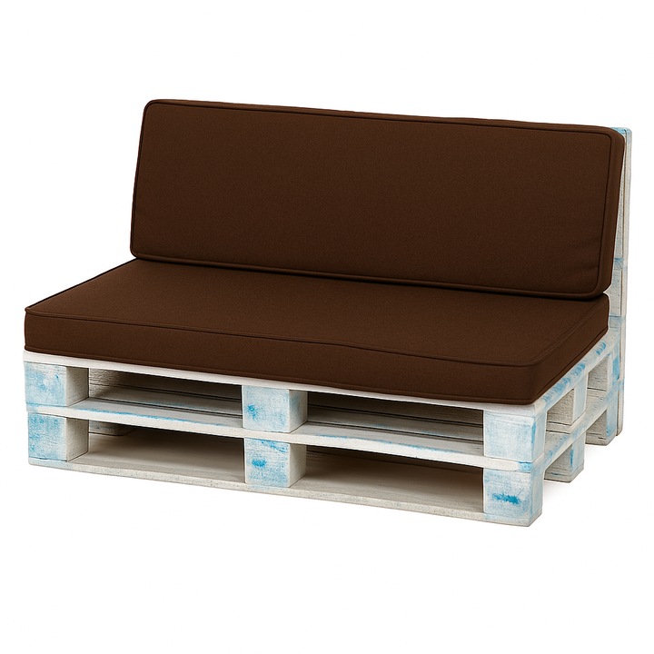 Set saltele drepte mobilier gradină, 8cm, dimensiuni 120x30cm și 120x80cm, maro