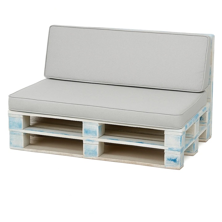 Set saltele drepte mobilier gradina, gri, 120x60cm - 120x50cm
