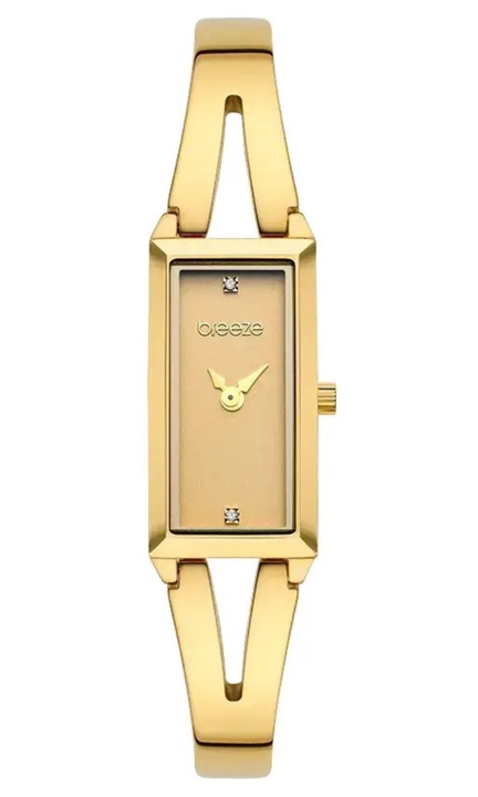 Ceas dama Breeze Libera 212601.4, analogic, mecanism quartz, inox, 34x5.5mm, bratara aurie, rezistent la apa 3 ATM