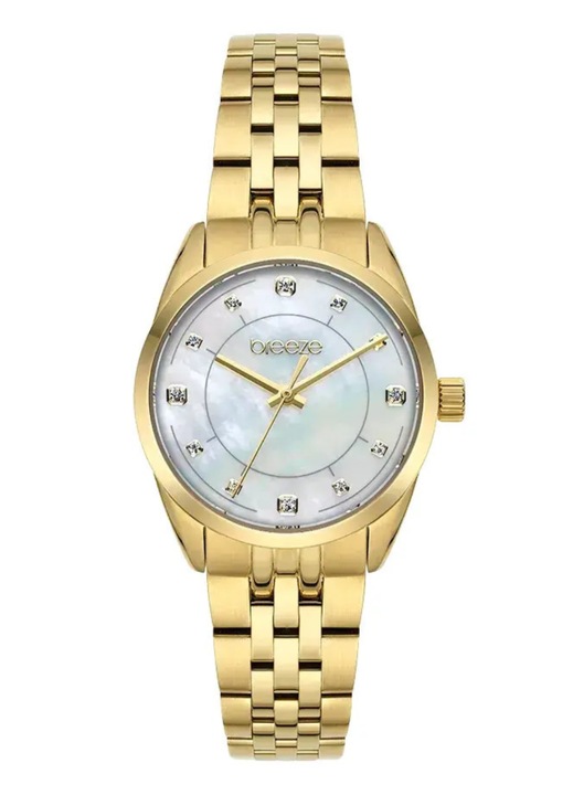 Ceas de dama Breeze Ocealis Crystals 212611.1, analogic, mecanism quartz, 30mm, bratara metalica, 10 ATM, alb