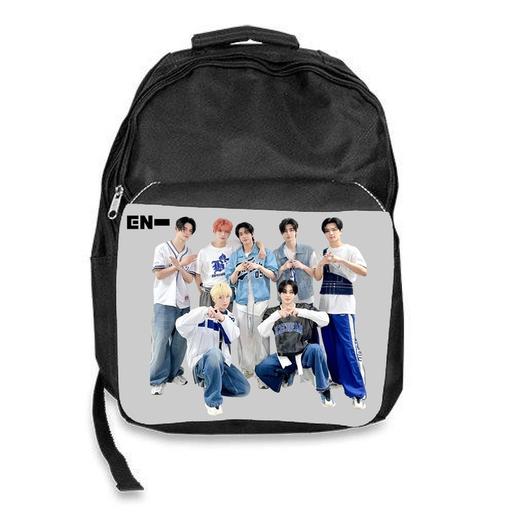 Iskolatáska enhypen kpop együttes, fekete, 30x45x17cm