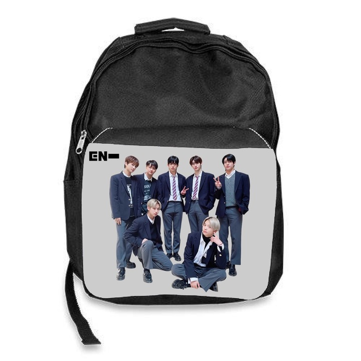 Iskolatáska enhypen kpop együttes, fekete, 30x45x17cm