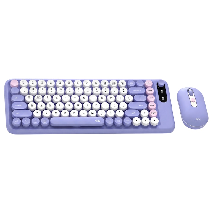 Комбо безжична клавиатура и мишка TEKHERO® GOMOCHI, ергономичен дизайн, безшумни клавиши, 2.4GHz връзка, за офис и дома, съвместимо с лаптоп, таблет, PC/мини-PC, телефон